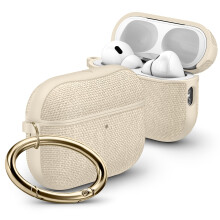 Spigen für AirPods Pro 3 Hülle, Urban Fit passend für AirPods Pro 3. Generation (2025), Premium Stoffhülle mit Karabiner - Dune Beige