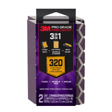 Esponja de Lijado 3M Pro Grade Precision 3 en 1, Grano 320 X-Fino, 2 Esponjas, Lavable y Reutilizable