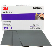 Hoja Abrasiva 3M Wetordry 02022, 1200, Cuerpo de Auto, Lijado Fino, 5-1/2 x 9 in, 50 Hojas/Caja