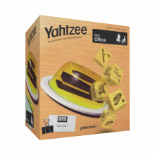 YAHTZEE: The Office Edition, Esclusivo Bicchiere di Dadi Stapler-in-Jello, Gioco di Festa Classico per Adulti