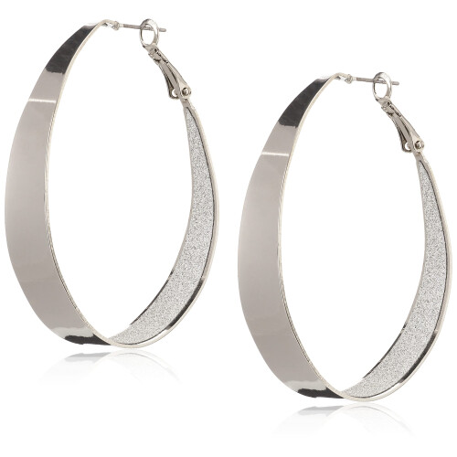 Guess Guess große ovale Glitzer Silber Creolen