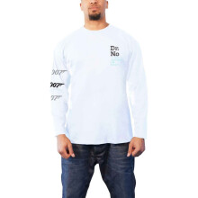 (S, White) James Bond Unisex Adult Dr No Cotton Long-Sleeved T-Shirt