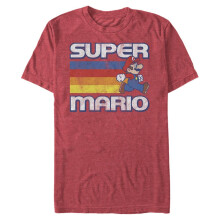 Nintendo Herr Super Mario Running Retro Rand T-shirt, Röd Heather, X-Large SE