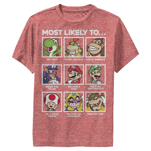 Nintendo Nintendo Kinder T-shirt, Rode Heather, Groot