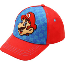 Nintendo Pojkar Baseballkeps, Super Mario Justerbar Barnhuva för 4-14 år Röd/Blå