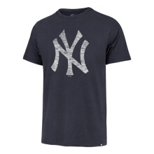 47 MLB Men's Team Color Distressed Imprint Primary Logo Wordmark Short Sleeve Baseball T-Shirt (US, Alpha, Small, Regular, Regular, Navy Blue, New Yor