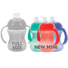 Nuby Mini Grip N' Sip Tazas Antiderrame para Bebés con Asas y Pitorro Suave - (Paquete de 3) 5 oz - 6+ Meses - Rojo/Azul/Verde
