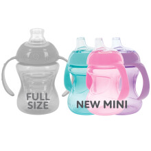Nuby Mini Grip N' Sip Vasos Antiderrame con Asas y Pitorro Suave - (Pack de 3) 5 oz - 6+ Meses - Rosa/Púrpura/Agua