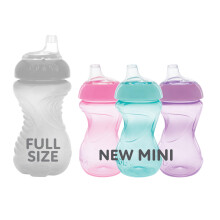 Nuby Mini Gripper Tazze No-Spill per Bambini con Beccuccio Morbido - (3 Pezzi) 6 oz - 6+ Mesi - Rosa/Viola/Azzurro