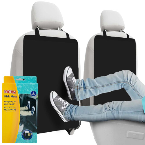Nuby Nuby Kids Kick Mats- Back Seat Protectors with Storage Compartment: Black, 2 Pack