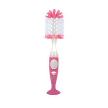 Nuby Easy Clean Flaschenbürste, weich, langlebig, mit Textur und Saugnapf, 2 in 1 System, Pink
