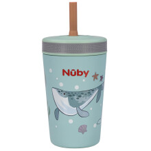 Nuby Thirsty Kids Insulated Toddler Cup with Silicone Flexstraw - 12 oz - Stainless Steel and Leak-Resistant - 18+ Months - Ocean
