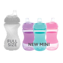 Nuby Mini Gripper No-Spill Baby Sippy Cups with Soft Spout and Easy Grip - (3 Pack) 6 oz - 6+ Months - Pink/Purple/Aqua
