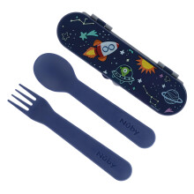 Utensilios para Niños Nuby con Funda de Viaje - Set de Cuchara y Tenedor para Autocomer