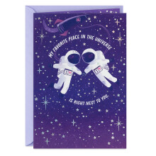 Carte d'anniversaire Hallmark pour mari, femme, petit ami, petite amie (Astronautes, endroit préféré de l'univers)