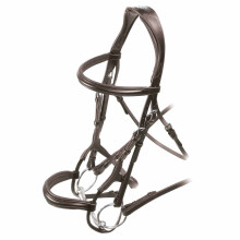 (X Full, Havana) Velociti Ergonomic Leather Horse Cavesson Bridle
