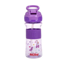 Botella de Agua Nuby Thirsty Kids con Tapa a Presión, 12oz, Unicornio