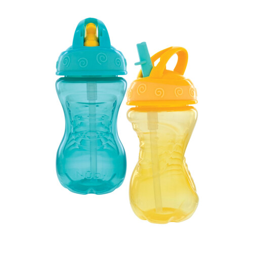 Nuby Nuby 2-Pack Flip-It Easy Grip Cups with Easy-Flo Straw, 10 Oz, Neutral