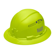 Klein Tools 60911 Hard Hat, Vented, Full Brim Style, Padded, Self-Wicking Odor-Resistant Sweatband, High Visibility Lime