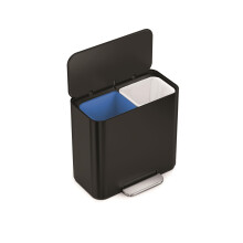 simplehuman Mini Step Recycler, 15L / 4 Gallonen Dual-Komponenten Mülleimer für kleine Räume
