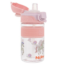 Vaso para Niños Nuby Thirsty Kids Flip-It Bolt con tapa abatible y pico de silicona - 12 oz - Antideslizante - 18+ meses -