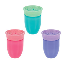 Nuby Wonder Cup - Tazas de Aprendizaje a Prueba de Derrames - (Paquete de 3) 7 oz - Beber desde Todos los Lados