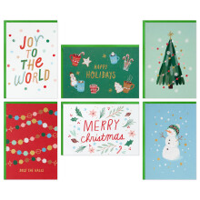Hallmark Bulk Christmas Card Assortment, Playful Icons (72 Cards and 72 Envelopes) Joy to the World, Deck the Halls, Snowman, Cocoa, Pinecones, Tree