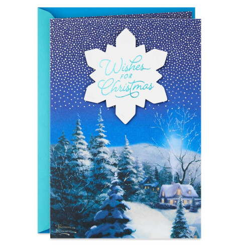 Hallmark Thomas Kinkade Weihnachtskarte (Weihnachtswünsche, Schneestadt)