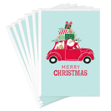 Cartes de Noël Hallmark (6 cartes avec enveloppes) Père Noël dans une voiture rouge