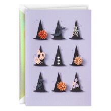 Carte Halloween Hallmark Signature (Chapeaux de Sorcière, Fleurs, Fantômes et Araignées)
