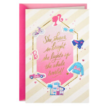 Tarjeta de Felicitación en Blanco Hallmark Barbie (Brilla con Fuerza) para el Día de la Madre, Cumpleaños, Graduaciones