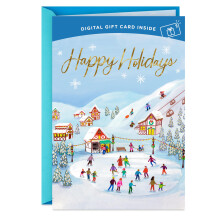 Carte-cadeau Hallmark pour Noël (Joyeuses Fêtes, Patinage sur étang) avec un cadeau numérique