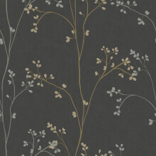 Papel Tapiz Autoadhesivo Rayas de Flores Negras de RoomMates, RMK12808PL