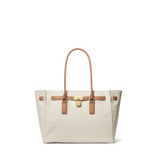 Michael Kors Hamilton Large Tote, Gold-Tone Hardware/MK Signature Coated Twill/Vanilla/Acorn
