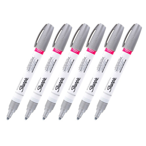Sharpie Sharpie Oil-Based Paint Marker, Medium Point, Silver Ink, 6 Markers (35560)