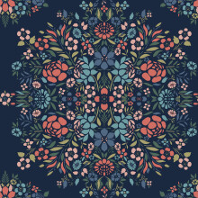 RoomMates RMK12587PLW Blue Medallion Floral Peel and Stick Wallpaper