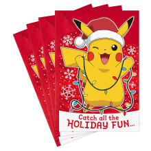 Hallmark Pokémon Julkort, Pikachu Julbelysning (4 Kort med Kuvert) (5XXH2386)
