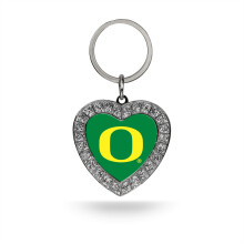 NCAA Oregon Ducks Metal Rhinestone Heart Keychain