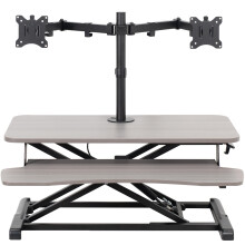 VIVO Height Adjustable 81cm Standing Desk Converter with Dual 13 to 30 inch Monitor Stand, Sit Stand Monitor Mount and Desk Riser, Gray