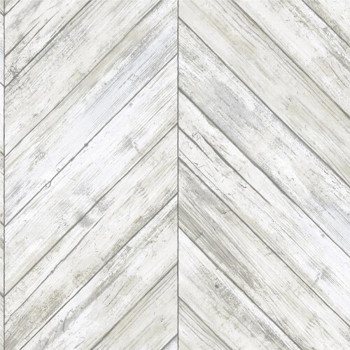 RoomMates RMK11453WP Vit Herringbone Träplankor Sätt Fast Tapet