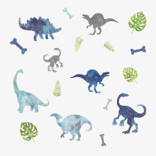 RoomMates RMK4101SCS Wasserfarben Dinosaurier Wandsticker, Blau, Grün, Grau