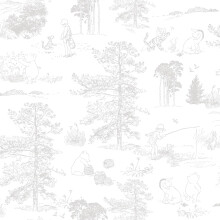 RoomMates Disney Winnie The Pooh Gray Peel and Stick Wallpaper, 20.5 in x 18 ft, Vinyl, Grey, No Sticky Residue, for Smooth Surfaces
