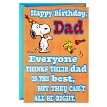 Carte d'anniversaire Hallmark Peanuts, Snoopy et Woodstock (Meilleur Papa) de Son, Fille, Enfant