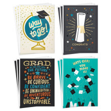 Assortiment de cartes de félicitations de graduation Hallmark (4 designs, 12 cartes avec enveloppes)