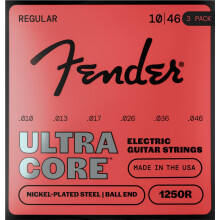1250 Ultracore Guitar Strings, Nickel Plated Steel, Ball End, 1250R Gauges .010-.046, (6) 3-Pack