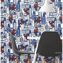 RoomMates Marvel Spider-Man Cityscape Blue Peel and Stick Wallpaper by RoomMates, RMK12459RL