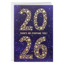 Carte de Graduation Hallmark, Promotion 2026 (Vous ne pouvez pas vous arrêter) Étoiles dorées sur bleu