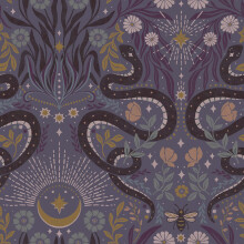 RoomMates Mystic Serpent Plum Peel and Stick Wallpaper, RMWS1256 (Pack of 1)
