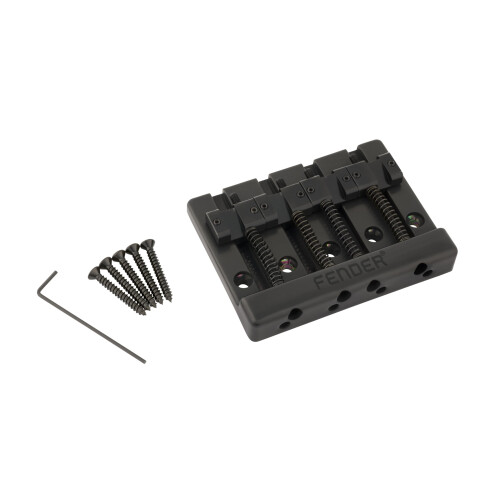 Fender Fender HiMass 4-String Bas Brug Montage Met Messing Zadels, Zwart