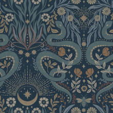 RoomMates Mystic Serpent Navy Peel and Stick Wallpaper, RMWS1257 (Pack of 1)